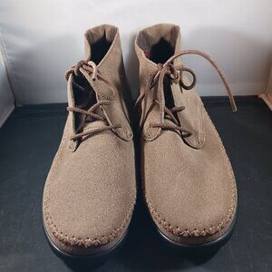 SAS Womens Kich Lace-Up Ankle Bootie Size 8.5 WW Almond Brown Suede Moc Toe